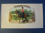  Old Antique - NEBRASKA GIRL - Inner CIGAR Box LABEL - HORESBACK / DOG