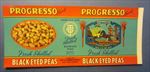 Old Vintage - c.1950's - PROGRESSO - Black-Eyed PEAS - CAN LABEL Buena Park CA.