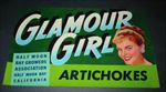 Old Vintage 1940's GLAMOUR GIRL Half Moon Bay ARTICHOKES LABEL 