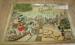 Old c.1900 Antique French  Game PRINT - Voyage au pays de Cocagne - BOX COVER 