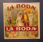  Old Antique - LA BODA - Outer CIGAR LABEL - Bride & Groom - Flower Girl