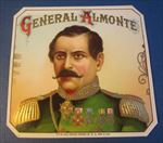  Old Antique - GENERAL ALMONTE - Outer CIGAR LABEL - Mexico