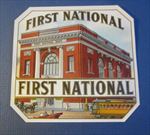  Old Antique - FIRST NATIONAL - Outer CIGAR Box LABEL - BANK / Trolley 