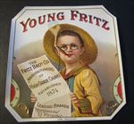  Old Antique - YOUNG FRITZ - Outer CIGAR BOX LABEL - Advertising 