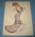 Old Vintage 1907 - Antique VICTORIAN PRINT - New York Show Girl - KNICKERBOCKER