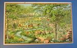 Old c.1900 Antique French Game PRINT - Dans Le Foret - FOREST - TREES 