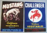  Lot of 10 Old MUSTANG / CHALLENGER Crate LABELS - WESTERN - Horse
