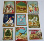 Lot of 9 Old Vintage Fabric LABELS - Arabic Market / Mosque / Camels / Bird Tree