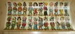 Old c.1900 Antique French  Game PRINT - Comic Characters - Sheet of 24