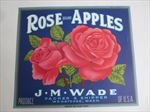  Old Vintage 1930's - ROSE Brand APPLES -  LABEL - J.M. Wade - WASH.