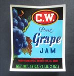  Lot of 100 Old Vintage 1960's - C.W. - Grape Jam - Jar LABELS 