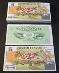 Lot of 100 pieces - Australia 1988 World Expo - $5 Notes - Bicentenary 