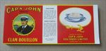  Lot of 100 Old Vintage Cap'n John CLAM BOUILLON CAN LABELS - Canada