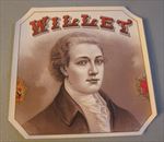  Old Antique WILLET - Outer CIGAR Box LABEL - Revolutionary War Soldier