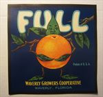  Old Vintage - FULL - Orange Crate LABEL - Waverly Florida - Cartoon 