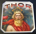  Old Antique - THOR  - Outer CIGAR BOX LABEL - Lightning Bolts 