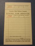  Old Vintage - YOSEMITE VALLEY RAILROAD - Dining Car Service MEAL CHECK 