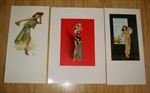 Lot of 3 Old Vintage 1950's - ORIENTAL / ASIAN - PINUP Calendar PRINTS 