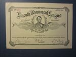 Old c.1900 - LINCOLN MONUMENT LEAGUE of San Francisco - Membership Certificate