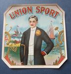  Old Antique - UNION SPORT - Outer CIGAR BOX LABEL - Sail Boats