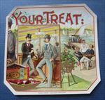  Old Antique - YOUR TREAT Outer CIGAR BOX LABEL - SAILBOATS - Yacht Club