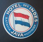  Old Vintage Hotel Des INDES - BATAVIA JAVA LUGGAGE LABEL Indonesia