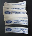 Lot of 100 Old Vintage 1940's - REXALL DRUGS - Watson's Drug Store LABELS - Ill.