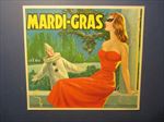  Old Vintage 1930's MARDI GRAS - Spanish Orange Crate LABEL - Masquerade