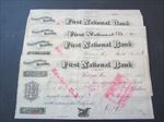 Lot of 5 Old 1880's First National Bank of Helena COD Check Documents - Montana