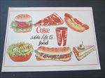 Old Vintage 1970's Coca Cola SODA PAPER PLACEMAT - COKE ADDS LIFE TO... FOOD