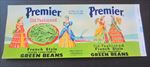 Old Vintage 1960's - PREMIER Old Fashioned Green Beans - Can LABEL - Steamboat