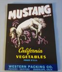  Lot of 100 Old MUSTANG Vegetable Crate LABELS - WESTERN - Horse