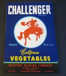  Lot of 100 Old - CHALLENGER - Vegetable Crate LABELS - WESTERN Cowboy