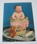 Old Vintage 1940's - BABY PRINT - Basket Bawl - Teddy Bear - Milk Bottle