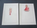 Pair of 2 Old Vintage 1930's - KEWPIE - Ice Cream / Jello PRINTS - Rose O'Neill