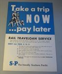  Old 1950's Southern Pacific - S.P. RAILROAD POSTER - Rail Traveloan