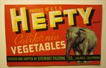 Old Vintage HEFTY Vegetable LABELS - Elephant - Salinas CA. 