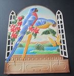 Old Vintage - PARROTS - Die Cut Calendar Top - Embossed - Made in Germany