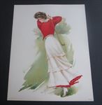 Old Vintage 1908 Antique VICTORIAN PRINT - GOLFING LADY - Maud Stumm - Golf Club