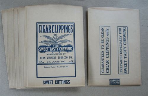 Lot Of 10 Old Vintage 1940's John Weisert - Cigar Clippings Tobacco PACKAGE BAGS