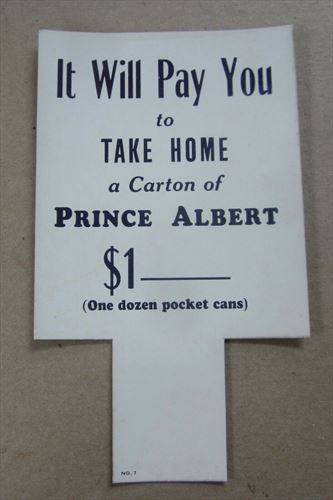 Old Vintage 1940's - PRINCE ALBERT - Tobacco - Store Advertising Display SIGN 