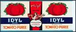 Lot of 10 - Idyl Brand Tomato Puree Can Labels