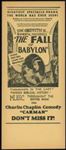 Old Charlie Chaplain Silent Movie Handbill - Fall of Babylon