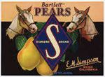 #ZLC224 - Diamond S Brand Bartlett Pear Crate Label