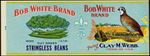 #ZLCA053 - Bob White Brand Stringless Bean Label - Quail