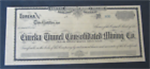 Old 1880's - EUREKA TUNNEL CONSOLIDATED MINING Co. - Stock Certificate - NEVADA