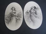 Set of 2 Old Vintage c.1910's - Decorative Box Prints / Labels - Ladies