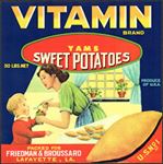#ZLC463 - Vitamin Brand Yams/Sweet Potatoes Crate Label - Lafayette, Louisiana