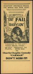 Old Charlie Chaplain Silent Movie Handbill - Fa...