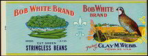 #ZLCA053 - Bob White Brand Stringless Bean Labe...